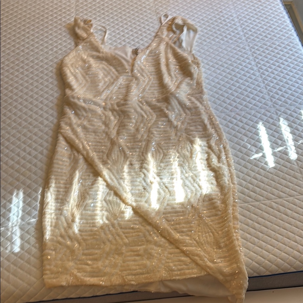 Charlotte Russe Shimmering Cream Mini Dress